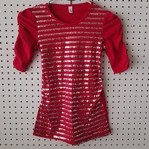 Girls Holiday Shiny Tunic Dress Shirt